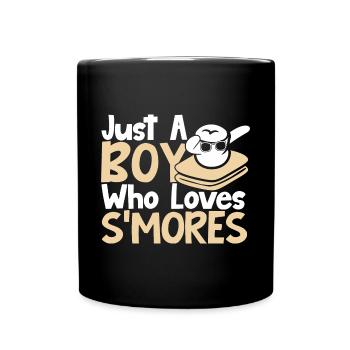 Just A Boy Who Loves Smores Camping Men Dabbing Ma - Tasse einfarbig - Schwarz - Vorne