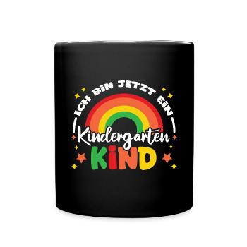 ich bin jetzt ein kindergarten kind regenbogen - Tasse einfarbig - Schwarz - Vorne