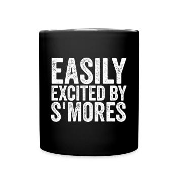 Marshmallow Campfire Camper Funny Easily Excited B - Tasse einfarbig - Schwarz - Vorne