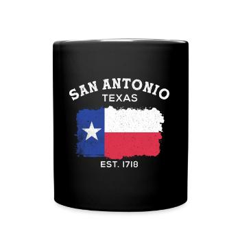 San Antonio est 1718 Design für stolze San - Tasse einfarbig - Schwarz - Vorne