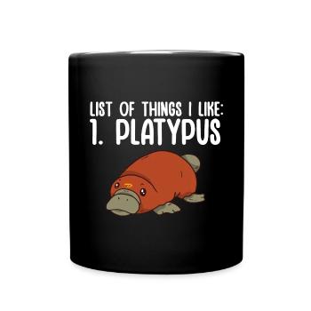 Platypus Schnabeltier - Tasse einfarbig - Schwarz - Vorne