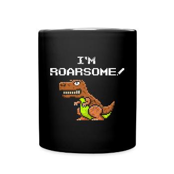Dinosaure pixélisé jeu de mots I’m Roarsome Retro Funny T- - Mug uni - noir - Devant
