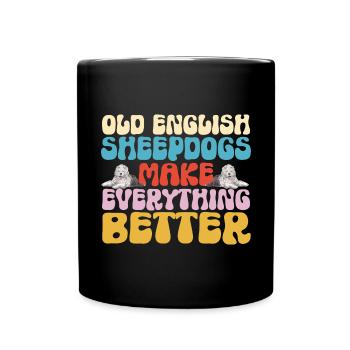Old English Sheepdog Sheepie Bobtail - Full Colour Mug - black - Front