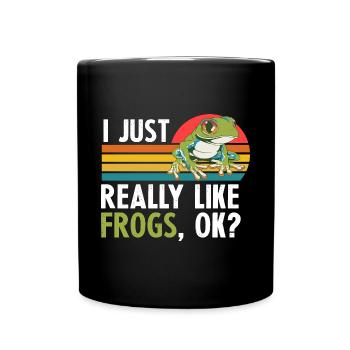 C’est drôle, j’aime vraiment les grenouilles ok crapaud cool herpet - Mug uni - noir - Devant