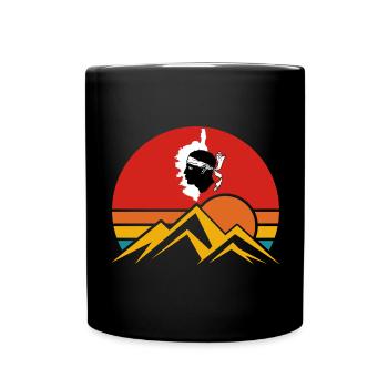 Insel Corsica mit Sonnenuntergang und Berge France - Tasse einfarbig - Schwarz - Vorne