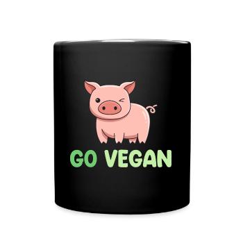 Pig design for proud vegans - Full Colour Mug - black - Front