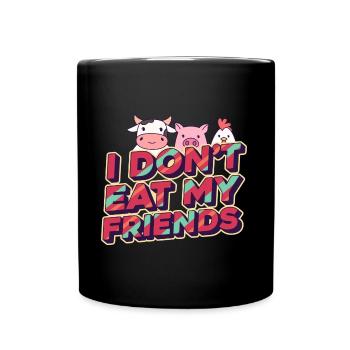 Cow Chicken Friends Design für Veganer - Tasse einfarbig - Schwarz - Vorne