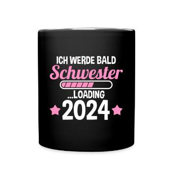 Werdende Schwester 2024 - Tasse einfarbig - Schwarz - Vorne