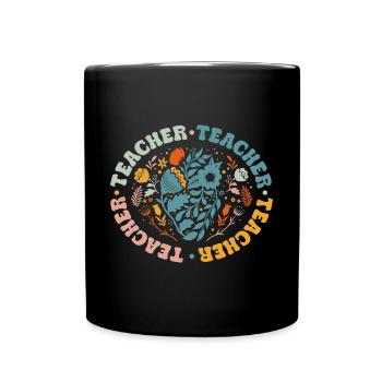 Funny Hippie Teacher Back To School Teacher Day - Full Colour Mug - black - Front