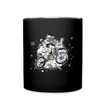 Christmas Motocross - Tasse einfarbig - Schwarz - Vorne