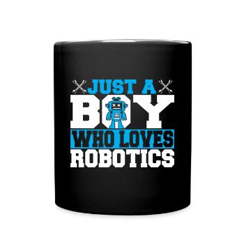Just A Boy Who Loves Robotics Men Build Robot Droi - Full Colour Mug - black - Front