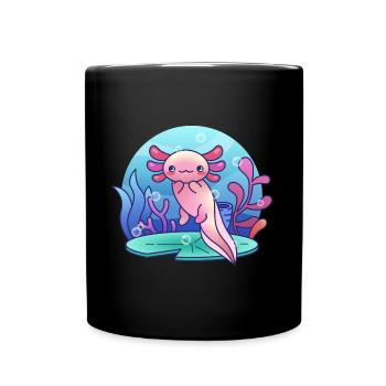 Leben des Axolotl Anime Design für Axolotl Fans - Tasse einfarbig - Schwarz - Vorne