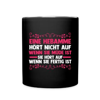 Geburtshelferin Hebamme - Tasse einfarbig - Schwarz - Vorne