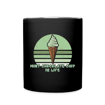 La crème glacée à la menthe et aux pépites de chocolat, c’est la vie - Mug uni - noir - Devant