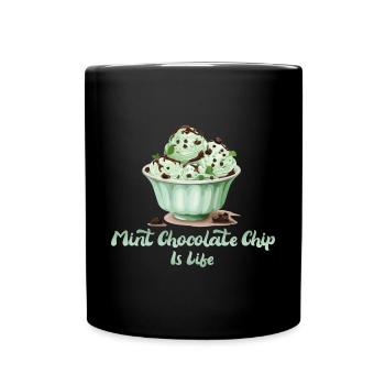 La crème glacée à la menthe et aux pépites de chocolat, c’est la vie - Mug uni - noir - Devant