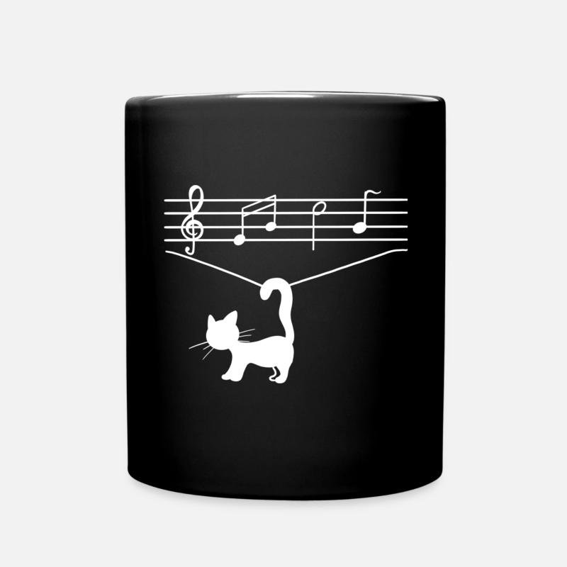 Gatto divertente che gioca con le note musicali Gatto divertente - Tazza monocolore - nero