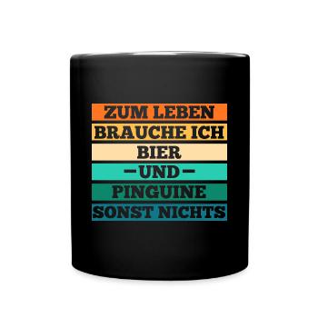 Bier Pinguin - Tasse einfarbig - Schwarz - Vorne