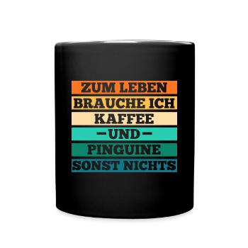 Kaffee Pinguin - Tasse einfarbig - Schwarz - Vorne