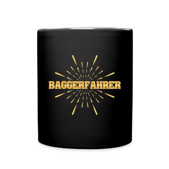 Job Baggerfahrer - Tasse einfarbig - Schwarz - Vorne