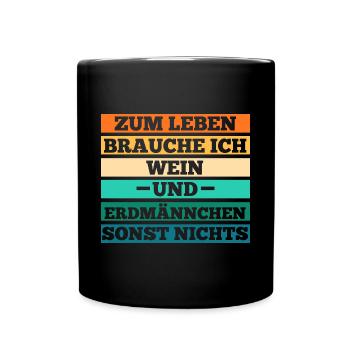 Wein Erdmännchen - Tasse einfarbig - Schwarz - Vorne