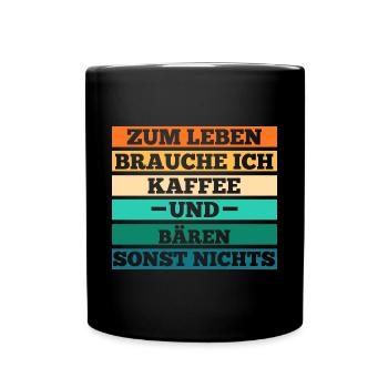 Kaffee Braunbär Bär - Tasse einfarbig - Schwarz - Vorne