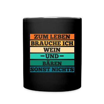 Wein Braunbär Bär - Tasse einfarbig - Schwarz - Vorne