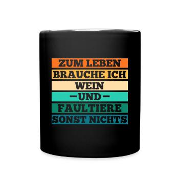 Wein Faultier - Tasse einfarbig - Schwarz - Vorne