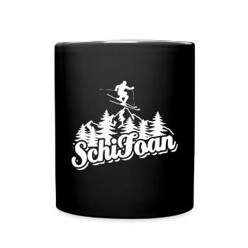 Ski, Schi Foan, Wintersport, Skiurlaub - Tasse einfarbig - Schwarz - Vorne