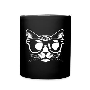 Funny Cat with Sunglasses Kitten Sunglas Cats - Full Colour Mug - black - Front