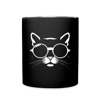Funny Cat with Sunglasses Kitten Sunglas Cats - Full Colour Mug - black - Front