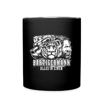 Bärtiger Mann, Bär Tiger Mann, Vater, Papa - Tasse einfarbig - Schwarz - Vorne