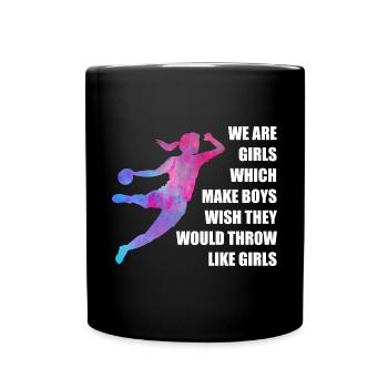 Frauen und Mädchen Handball Geschenkidee - Tasse einfarbig - Schwarz - Vorne