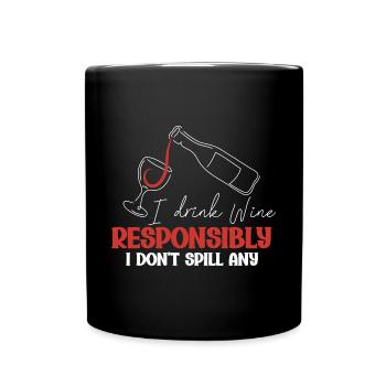 Je bois du vin de manière responsable, je - Mug uni - noir - Devant
