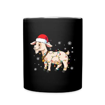 Ziege Weihnachten - Tasse einfarbig - Schwarz - Vorne