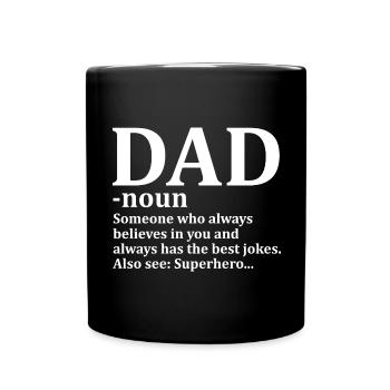 Dad Vater Begrifferklärung Superheld Vatertag Gesc - Tasse einfarbig - Schwarz - Vorne