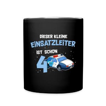 4 Geburtstag Polizei 4 Jahre Alt - Tasse einfarbig - Schwarz - Vorne