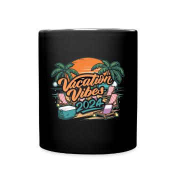 Vacation Vibes 2024 Sunset Palms and Beach - Tasse einfarbig - Schwarz - Vorne
