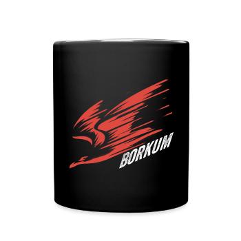 Borkum Sturzflug Tiefflieger Möwe Urlaub T-Shirt - Tasse einfarbig - Schwarz - Vorne