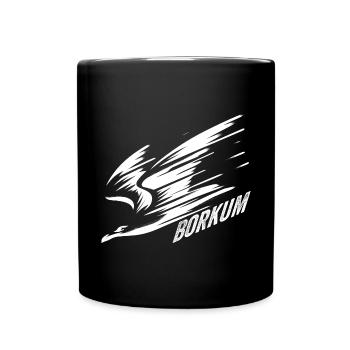 Borkum Sturzflug Tiefflieger Möwe Urlaub T-Shirt - Tasse einfarbig - Schwarz - Vorne