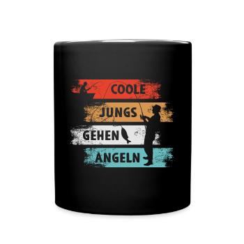 Coole Jungs Gehen Angeln Angler - Tasse einfarbig - Schwarz - Vorne