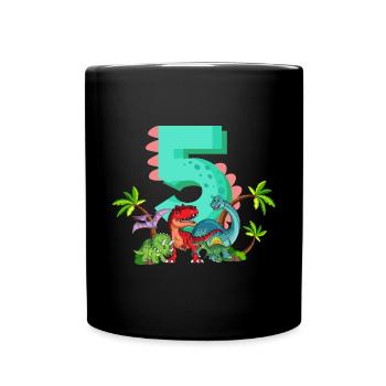 5 Jahre Geburtstag Dinosaurier Dino Ich bin 5 - Tasse einfarbig - Schwarz - Vorne