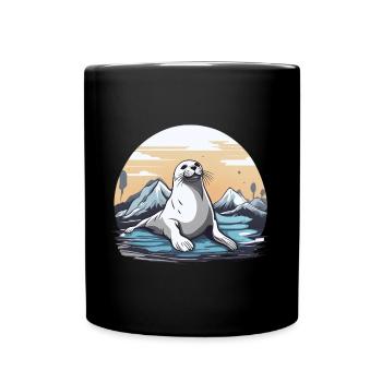 Mignon phoque lion de mer animal marin océan - Mug uni - noir - Devant