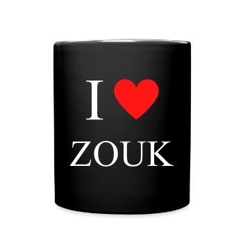 I Love White Zouk and Red Heart - Full Colour Mug - black - Front
