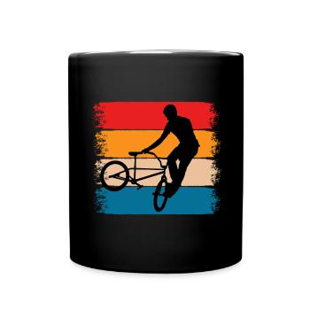 Retro BMX Freestyle Fahrer - Tasse einfarbig - Schwarz - Vorne