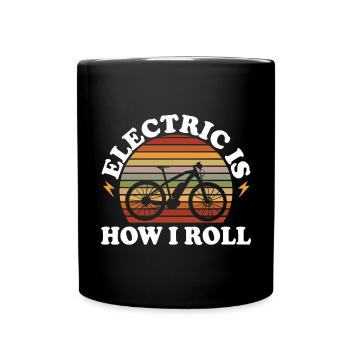 Electric Bike Cycling Biker E-Bike - Full Colour Mug - black - Front