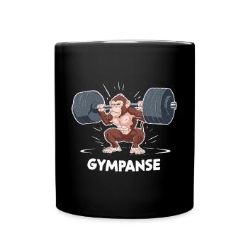 GYMPANSE Wortspiel Schimpanse Gym - Tasse einfarbig - Schwarz - Vorne