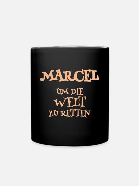 Marcel als Helfer - Tasse einfarbig - Schwarz