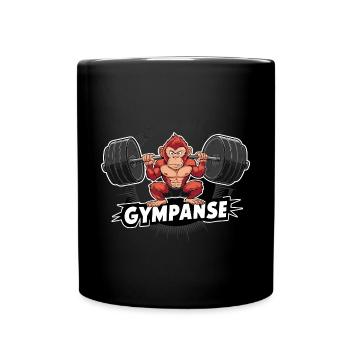 GYMPANSE Wortspiel Schimpanse Gym - Tasse einfarbig - Schwarz - Vorne