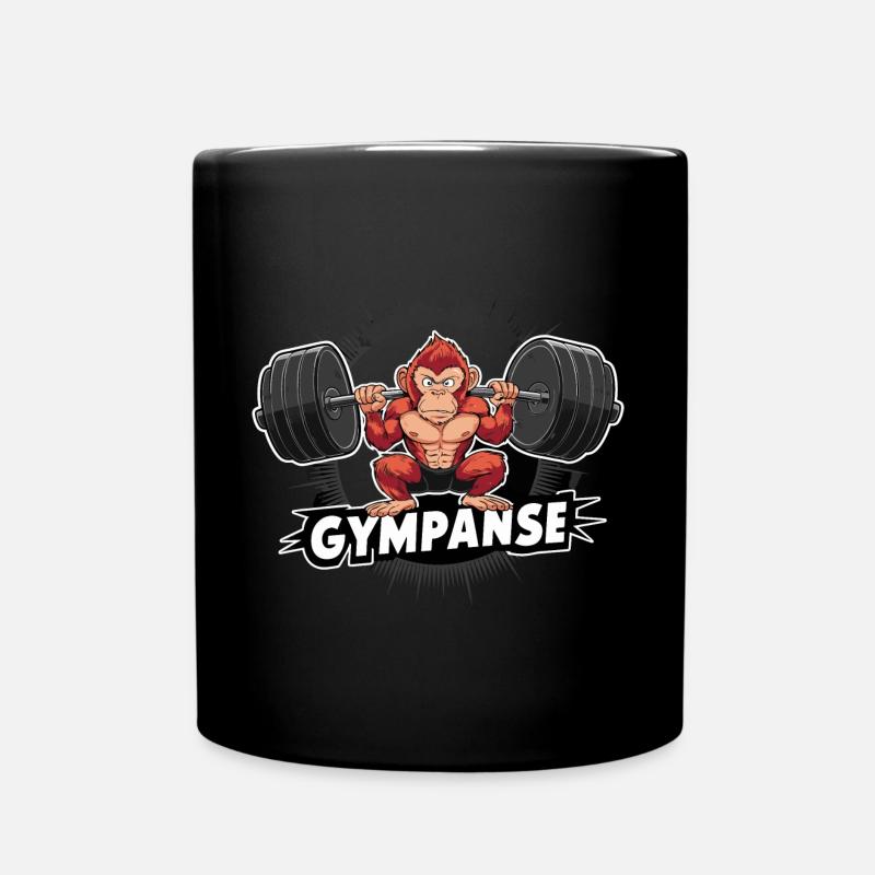 GYMPANSE Wortspiel Schimpanse Gym - Tasse einfarbig - Schwarz