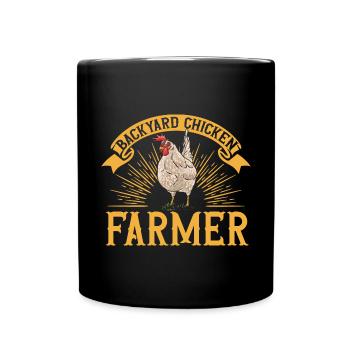 Poulet, Éleveur, Coq, Poule, Poulets de basse-cour, - Mug uni - noir - Devant